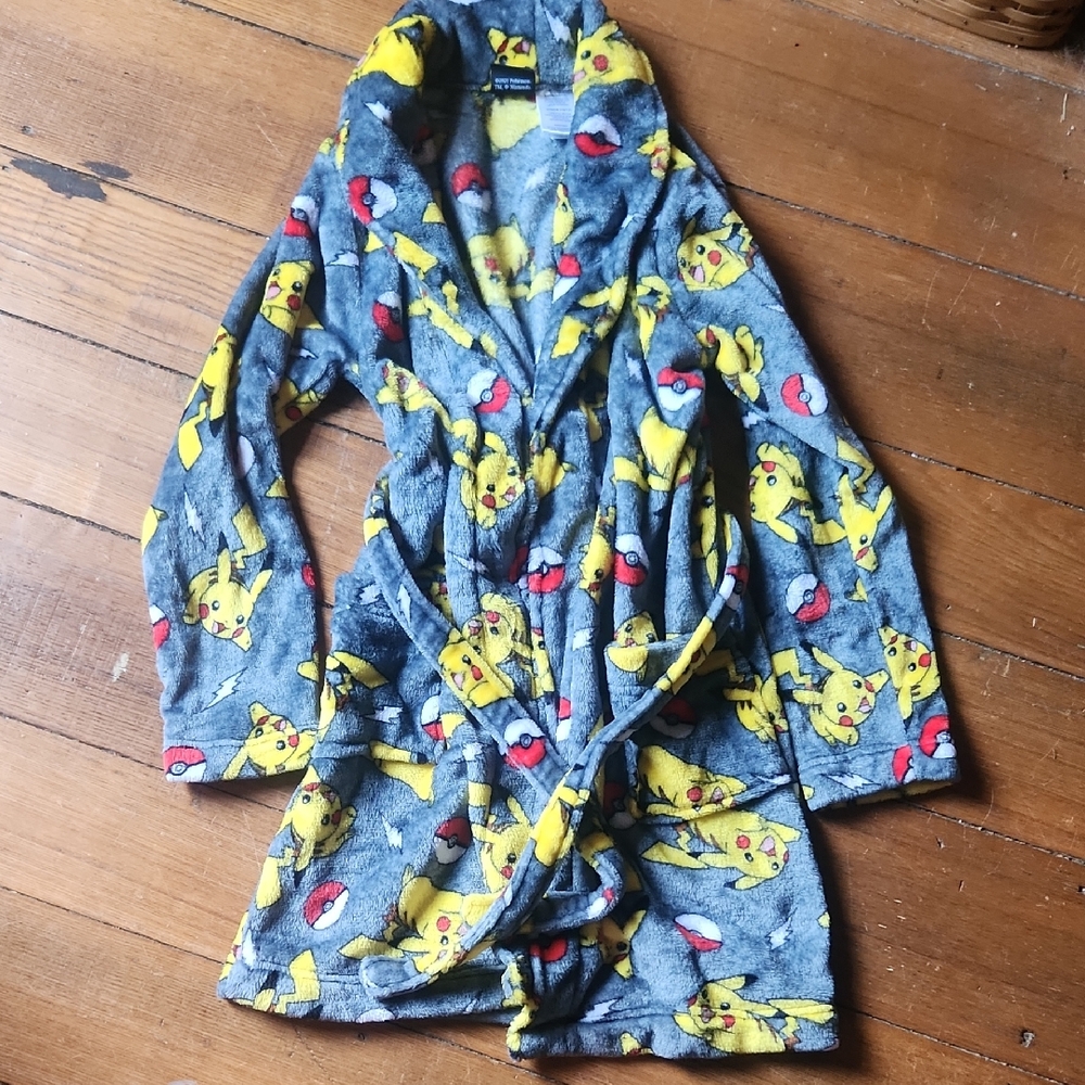 Nintendo Pikachu Kids Robe - Gray and Yellow